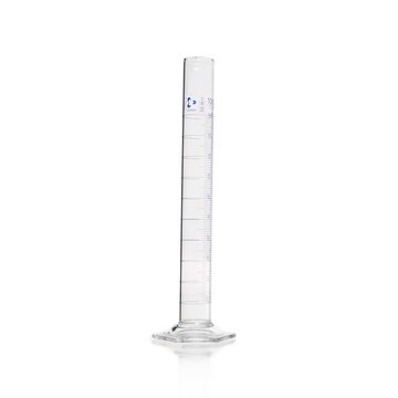 DURAN&#174; measuring cylinder with blue scale ring graduations and hexagonal base glass, cylinder capacity (100&#160;mL), class A, with certificate