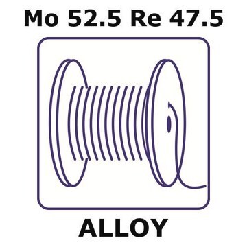 Molybdenum-rhenium alloy, Mo52.5Re47.5 0.5m wire, 0.25mm diameter, as drawn