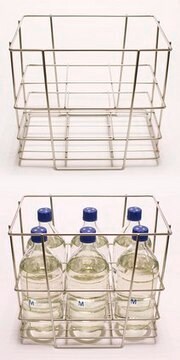 Bottle Rack 6 x 1000ml suitable for sterility testing, L × W × H 33&#160;cm × 22&#160;cm × 30&#160;cm, to hold, 6&#160;bottle(s) 1000 mL (max diam. 10 cm), stainless steel rack (1.4301 el. polished), autoclavable