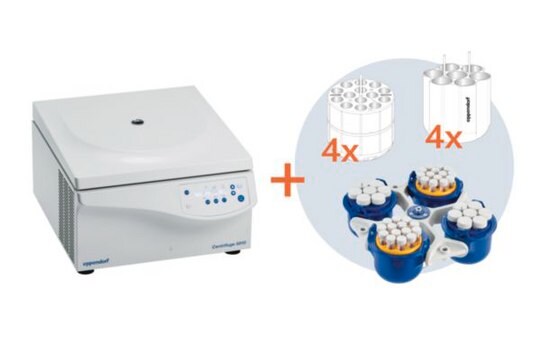 Eppendorf&#174; Centrifuge 5810 G incl. rotor S-4-104 and 15/50 mL adapters, AC/DC input 230 V AC, Schuko plug