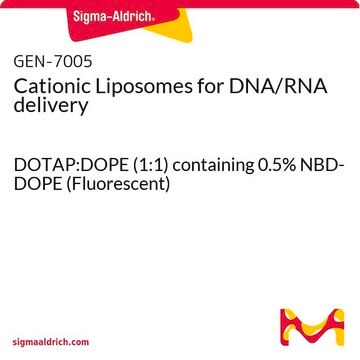 Cationic Liposomes for DNA/RNA delivery DOTAP:DOPE (1:1) containing 0.5% NBD-DOPE (Fluorescent)