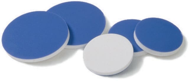 Septa, Blue PTFE/white silicone, pkg/100 blue PTFE/white silicone, diam. × thickness 8&#160;mm × 0.060&#160;in., for use with 2&nbsp;mL vial - standard opening