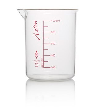 Azlon Graduated Griffin-Style Low Form Beakers polymethylpentene, capacity 1000&#160;mL