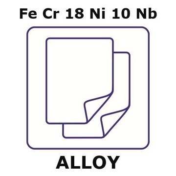 Stainless steel - AISI 347 foil, thickness 0.05&#160;mm, Fe/Cr18%/Ni10%/Nb%, size 50 × 50&#160;mm, temper annealed