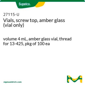 Vials, screw top, amber glass (vial only) volume 4&#160;mL, amber glass vial, thread for 13-425, pkg of 100&#160;ea