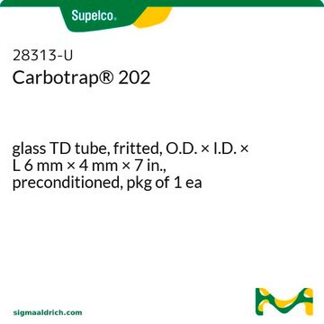 Carbotrap&#174; 202 glass TD tube, fritted, O.D. × I.D. × L 6&#160;mm × 4&#160;mm × 7&#160;in., preconditioned, pkg of 1&#160;ea