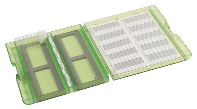 Premium Plus Slide Box to hold, 100&#160;slide(s), translucent green acrylonitrile-butadiene-styrene (ABS)