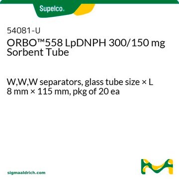 ORBO&#8482;558 LpDNPH 300/150 mg Sorbent Tube W,W,W separators, glass tube size × L 8&#160;mm × 115&#160;mm, pkg of 20&#160;ea