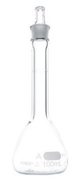 Pyrex&#174; volumetric flask, certified and serialized, with Pyrex&#174; ST stopper capacity 100&#160;mL