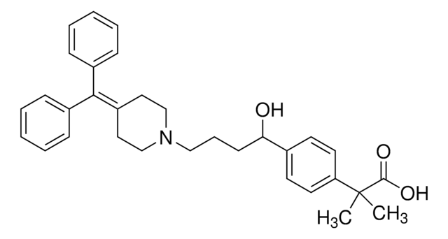 4-[4-[4-(Diphenylmethylene)-1-piperidinyl]-1-hydroxybutyl]-&#945;,&#945;-dimethylbenzeneacetic acid certified reference material, TraceCERT&#174;, Manufactured by: Sigma-Aldrich Production GmbH, Switzerland