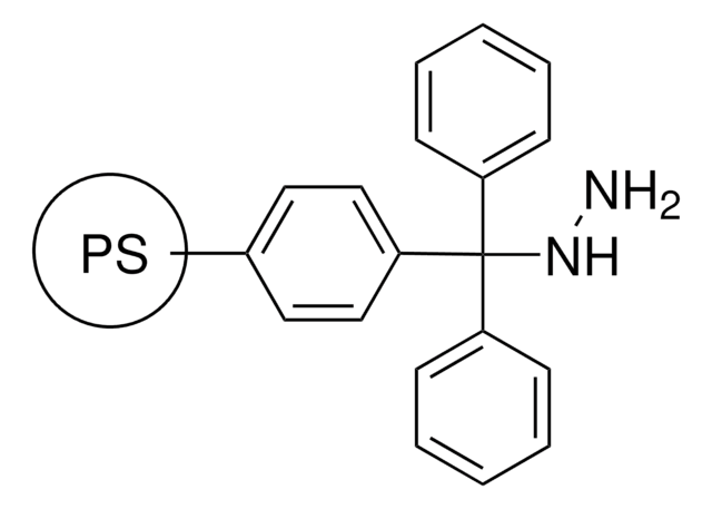 Hydrazine trityl, polymer-bound 100-200&#160;mesh, extent of labeling: 1.2-1.7&#160;mmol/g loading, 1&#160;% cross-linked with divinylbenzene