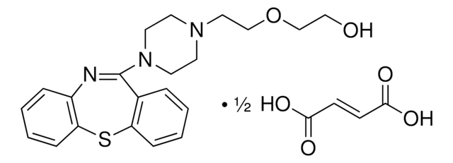 Quetiapine fumarate United States Pharmacopeia (USP) Reference Standard, monograph mol wt. 883.09 ((C21H25N3O2S)2 &#183; C4H4O4)