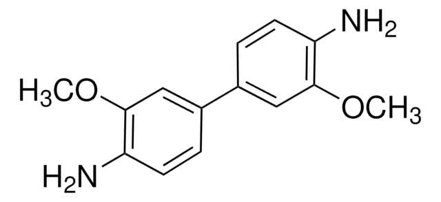 o-Dianisidine for spectrophotometric det. of Au, NO2-, Ce(IV), for the detection of Au, Co, Cu, SCN-, V, &#8805;97.0%