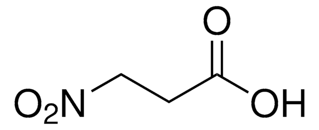 3-Nitropropionic acid A cell-permeable, irreversible inactivator (~3 mM) of succinate dehydrogenase that upon oxidation by Complex II forms a covalent adduct with Arg297 in the active site of the enzyme.