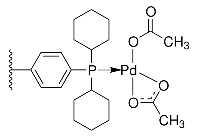 Di(acetato)dicyclohexylphenylphosphinepalladium(II), polymer-bound FibreCat&#174; Pd ~5&#160;%, extent of labeling: 0.4-0.6&#160;mmol/g PPH3 ligand content loading